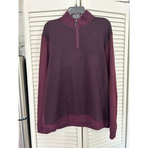 Ted Baker Maroon Burgundy Quarter-Zip Sweater, Ted Sz 7/ US Sz XXXL, MP $195